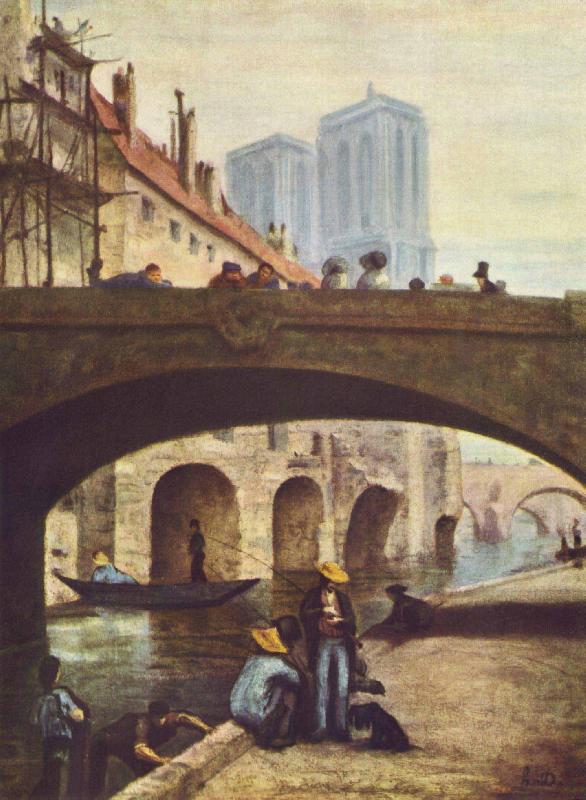 Honore Daumier Der Kunstler vor Notre Dame oil painting picture